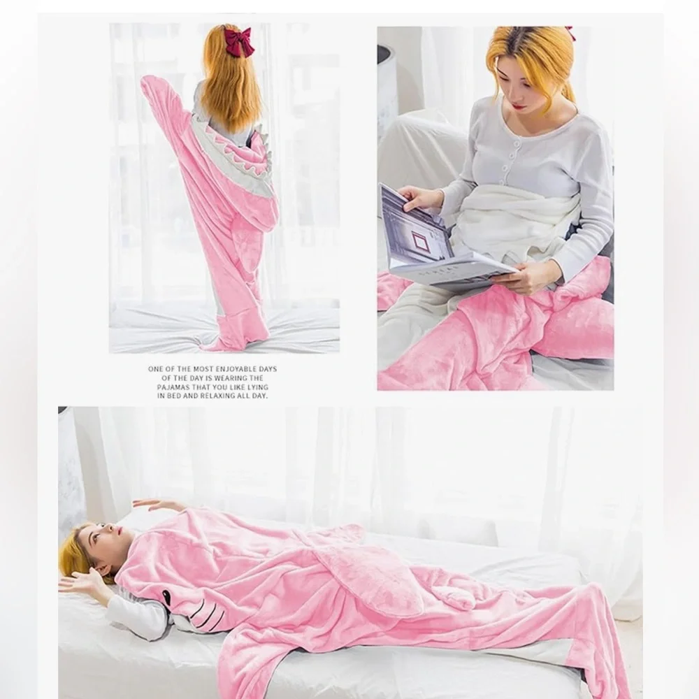 Shark Blanket onsie Wearable Hoodie Cartoon Animals sleeping bag